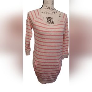 Maurices Long Sleeve Sweatshirt Cream and Pink Stripe. Kangaroo pocket in front.